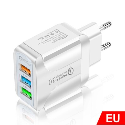 For US / UK / EU 3usb wall charger multi interface power adapter 5v2.4a travel charging head